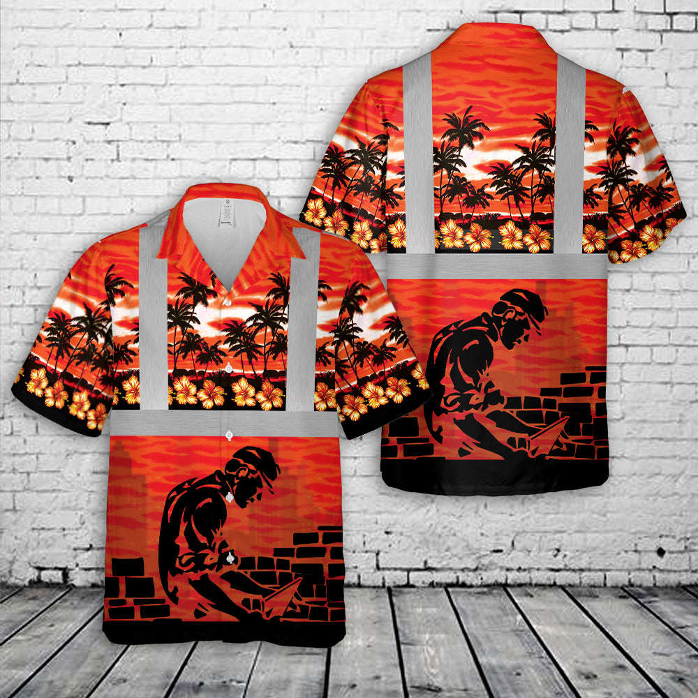Bricklayer Tropical Hawaiian Shirt Gift for Men Dad Father Gift for Men Dad Father