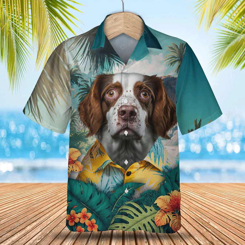Brittany Tropical Dog Hawaiian Shirt Gift for Men Dad Father: Perfect Summer Gift for Dog Lovers