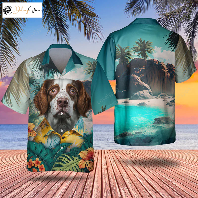Brittany Tropical Dog Hawaiian Shirt Gift for Men Dad Father: Perfect Summer Gift for Dog Lovers