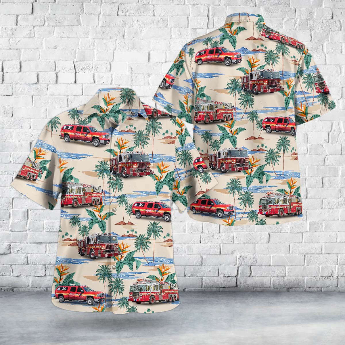 Brooklyn, New York, FDNY Engine 216/Ladder 108/Battalion 35 Hawaiian Shirt Gift for Men Dad Father Gift for Men Dad Father