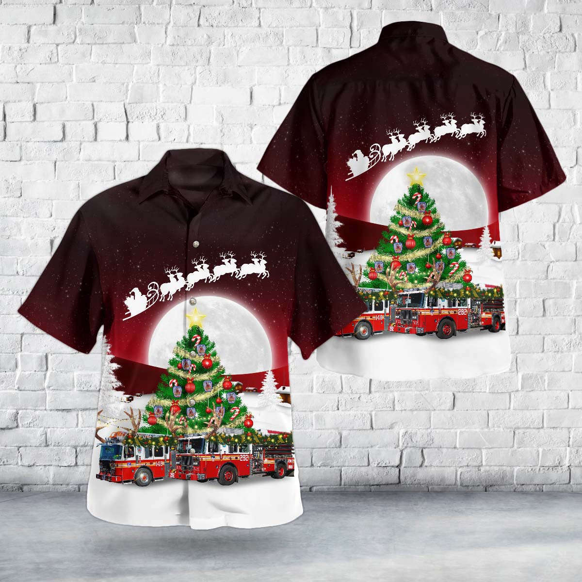 Brooklyn, New York, FDNY Engine 282/Ladder 148 “It Ain’t Easy” Christmas Hawaiian Shirt Gift for Men Dad Father Gift for Men Dad Father