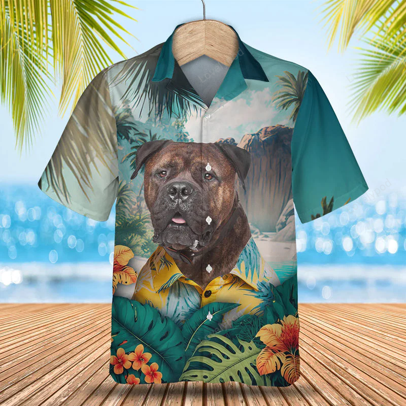 Bullmastiff 2 3D Tropical Hawaiian Shirt Gift for Men Dad Father – Perfect Summer Gift for Dog Lovers