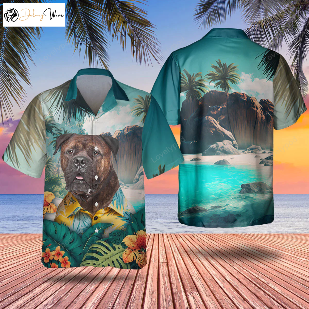 Bullmastiff 2 3D Tropical Hawaiian Shirt Gift for Men Dad Father – Perfect Summer Gift for Dog Lovers
