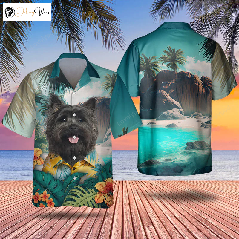Cairn Terrier 3D Tropical Hawaiian Shirt Gift for Men Dad Father – Perfect Summer Gift for Dog Lovers