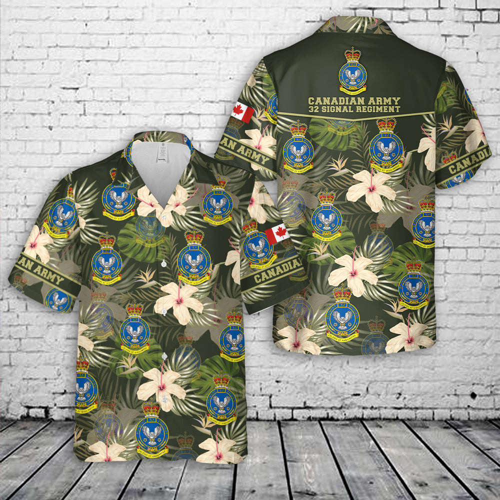 Canadian Army, 32 Signal Regiment Hawaiian Shirt Gift for Men Dad Father Gift for Men Dad Father