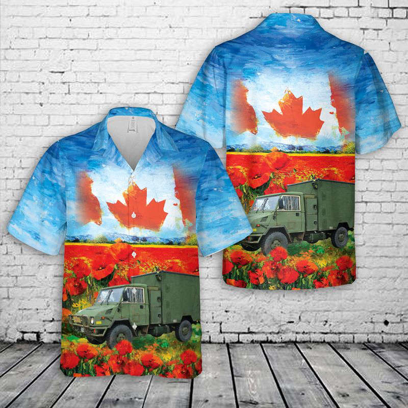 Canadian Army LSVW Military Truck, Remembrance Day Hawaiian Shirt Gift for Men Dad Father Gift for Men Dad Father