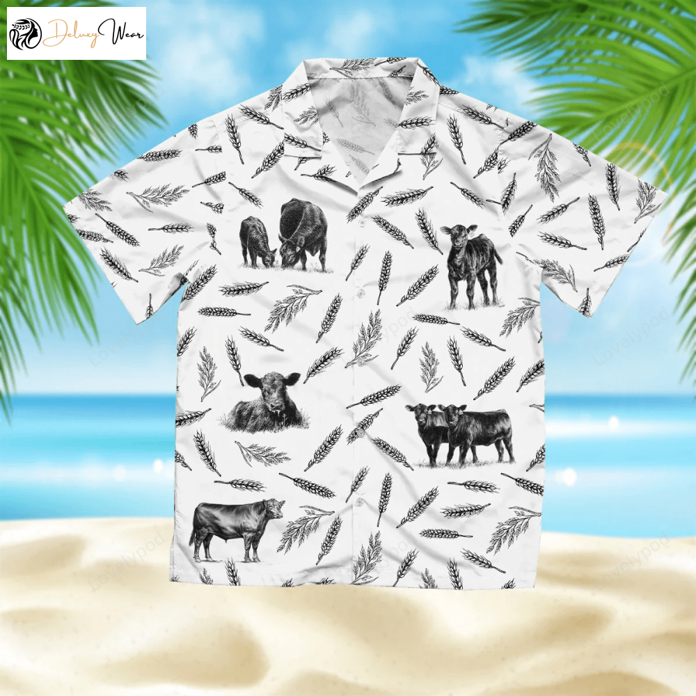 Cattle Pattern Black & White Hawaiian Shirt Gift for Men Dad Father – Summer Gift for Men and Women Aloha Beach Style