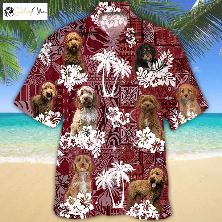 Cavapoo Red Hawaiian Shirt Gift for Men Dad Father – Perfect Gift for Dog Lovers Animal Summer Shirts Men s Hawaiian Shirt Gift for Men Dad Father