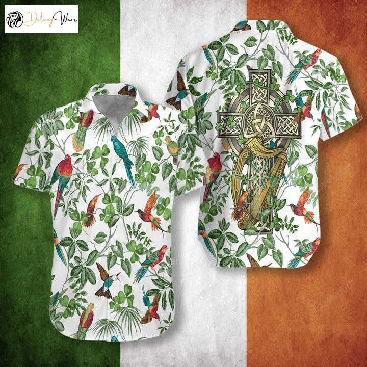 Celtic Cross Irish St Patrick s Hawaiian Shirt Gift for Men Dad Father – Shamrock & Irish Day Design