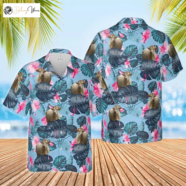 Charolais Blue Hibiscus Hawaiian Shirt Gift for Men Dad Father – Farm Cow Design for Men & Women