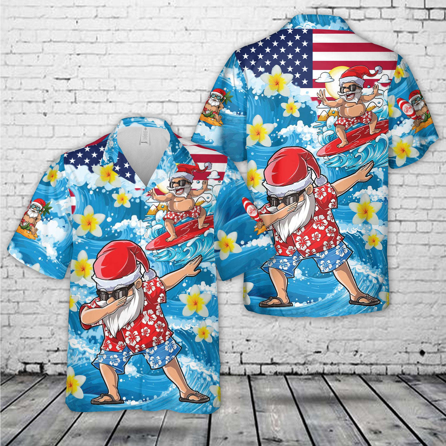 Christmas In July Dabbing Santa Surfing Beach Summer Funny Hawaiian Shirt Gift for Men Dad Father Gift for Men Dad Father