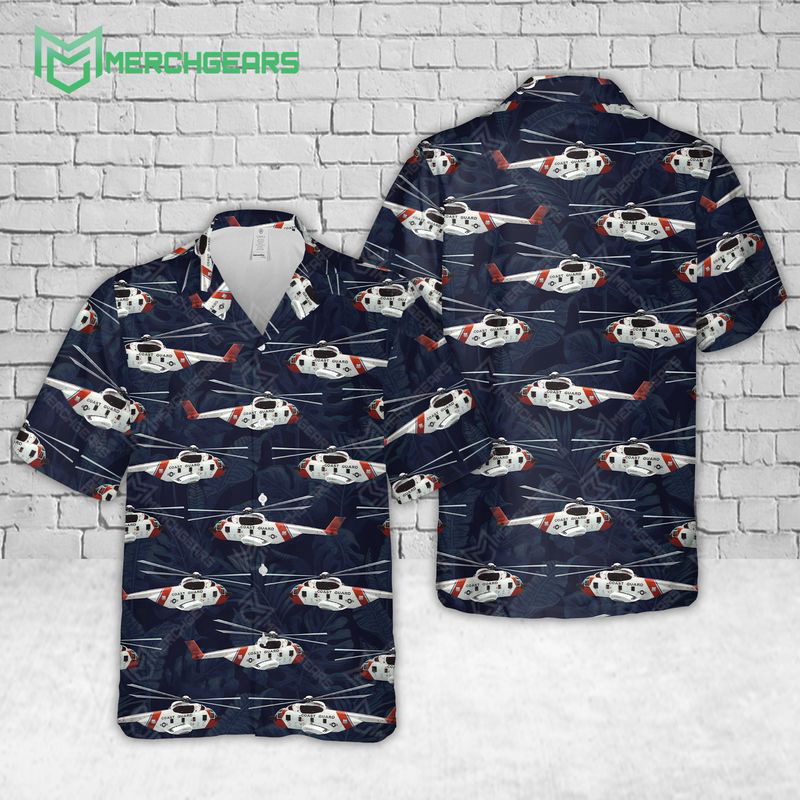 Coast Guard Sikorsky S-61R Hawaiian Shirt Gift for Men Dad Father Gift for Men Dad Father