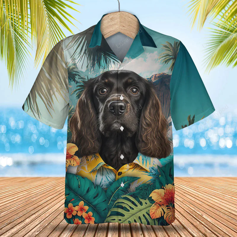 Cocker Spaniel 3D Tropical Hawaiian Shirt Gift for Men Dad Father: Vibrant Pet-Themed Apparel for Dog Lovers
