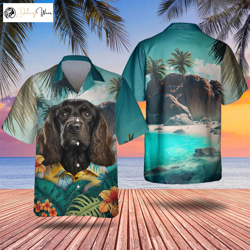 Cocker Spaniel 3D Tropical Hawaiian Shirt Gift for Men Dad Father: Vibrant Pet-Themed Apparel for Dog Lovers