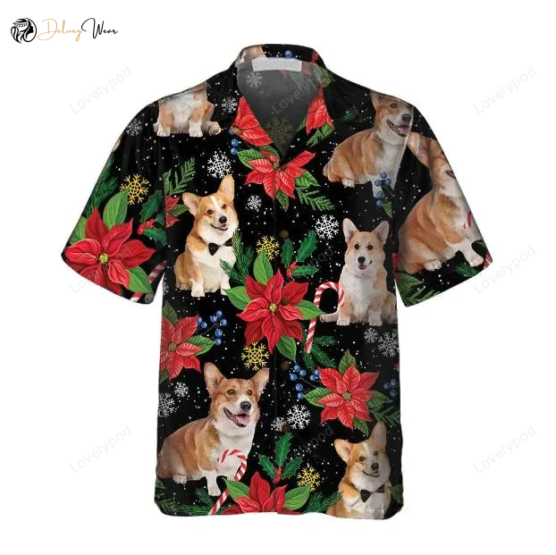 Corgi Christmas Plants Hawaiian Shirt Gift for Men Dad Father: Perfect Gift for Dog Owners