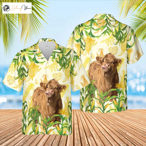 Corn Farm Highlands & Cow Hawaiian Shirt Gift for Men Dad Father: Stylish Summer Gifts for Men & Women