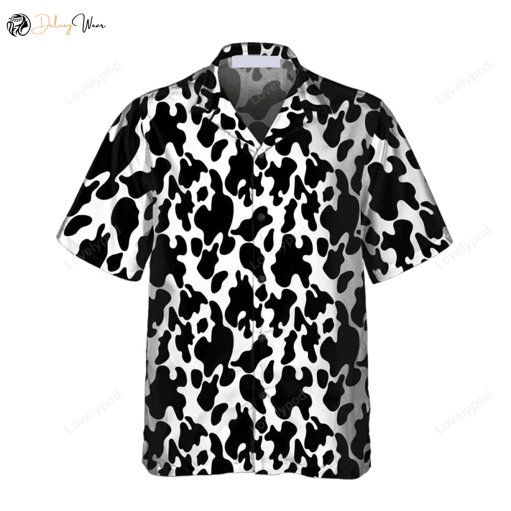 Cow Print 3D Hawaiian Shirt Gift for Men Dad Father: Summer Gifts for Men & Women Seamless Pattern