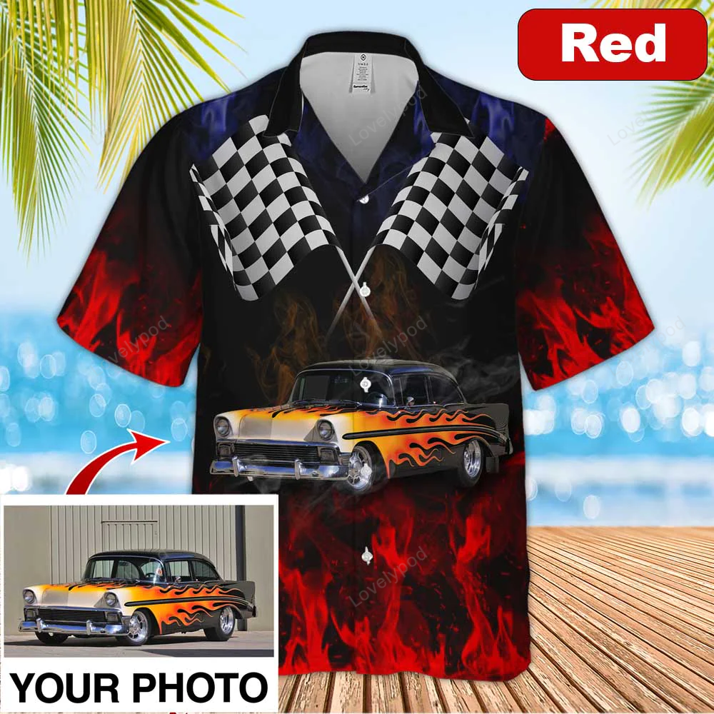 Custom Image Racing Car Dirt Bike Motocross Hawaiian Shirt Gift for Men Dad Father – Hot Rod Style