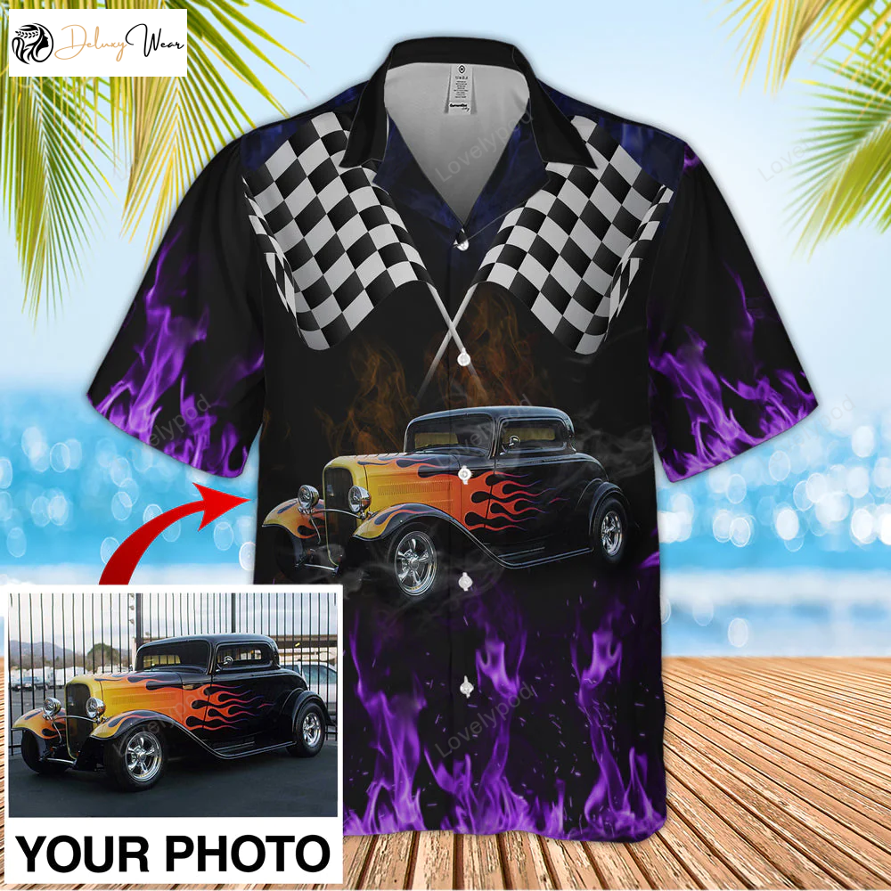 Custom Image Racing Car Dirt Bike Motocross Hawaiian Shirt Gift for Men Dad Father – Hot Rod Style