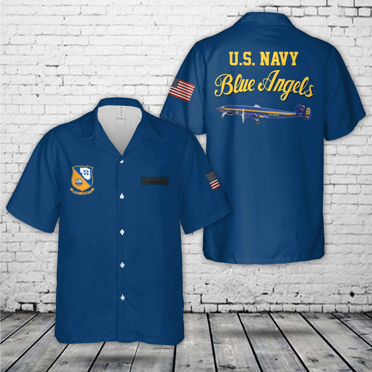 Custom Name USN Blue Angels #8 C-121J Super Constellation L-1049G Hawaiian Shirt Gift for Men Dad Father Gift for Men Dad Father
