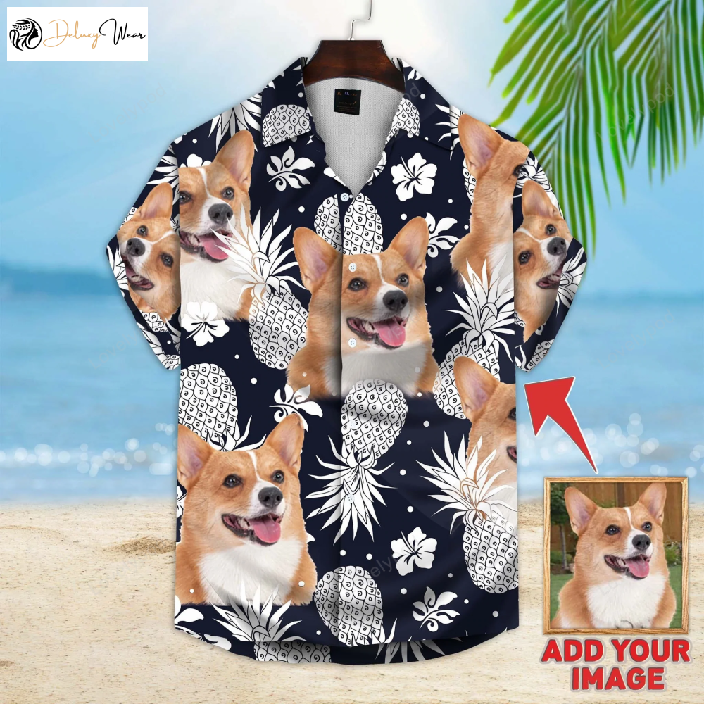 Custom Photo Corgi Flower Hawaiian Shirt Gift for Men Dad Father – Men & Women Ideal Gift for Dog Lovers