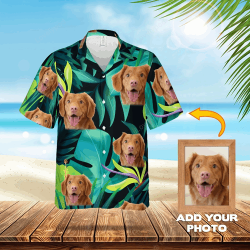 Custom Photo Dog Prismatic Lavender Hawaiian Shirt Gift for Men Dad Father – Men & Women s Short-Sleeve Dog Flowers Pattern