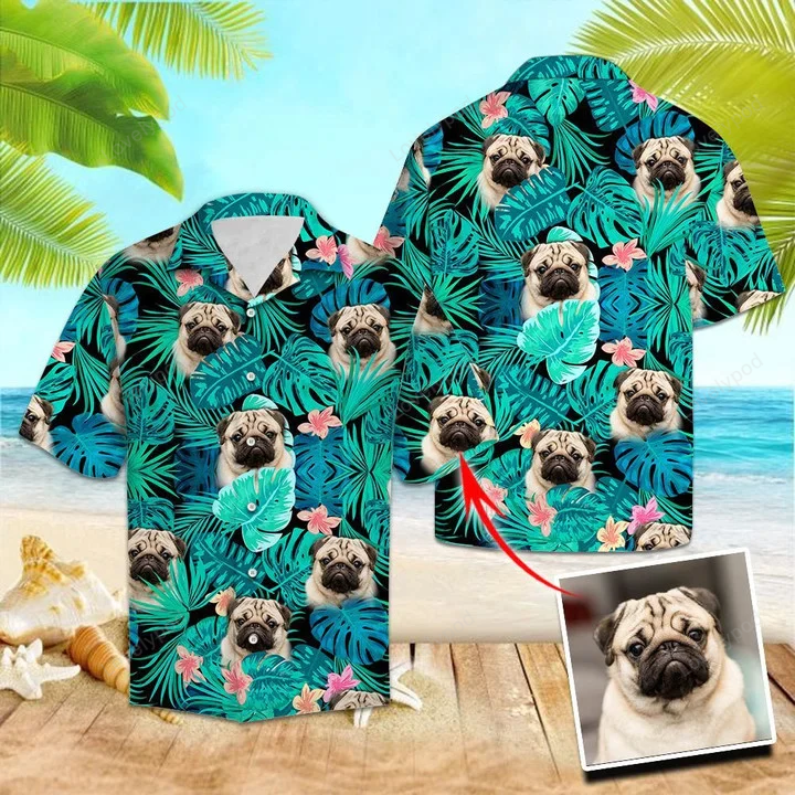 Custom Pembroke Welsh Corgi Hawaiian Shirt Gift for Men Dad Father: Tropical Jungle Pattern with Hidden Face