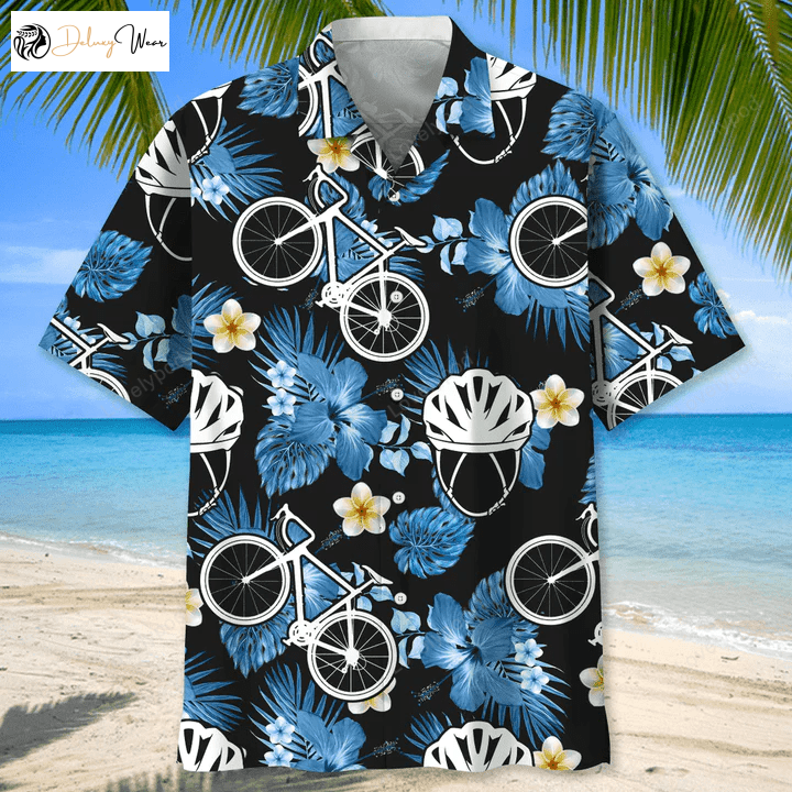 Cycling Floral Background Hawaiian Shirt Gift for Men Dad Father for Men – Perfect Summer Gift for Cycling Lovers
