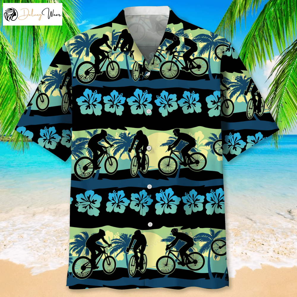 Cycling Nature Beach Hawaiian Shirt Gift for Men Dad Father – Funny Cycling Shirt & Bicycle Gift