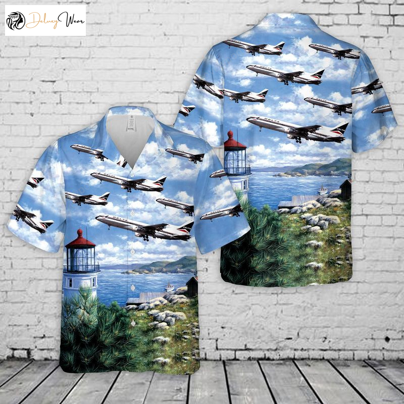Men s Delta Air Lines L-1011 Tristar Hawaiian Shirt Gift for Men Dad Father – Short Sleeve Casual