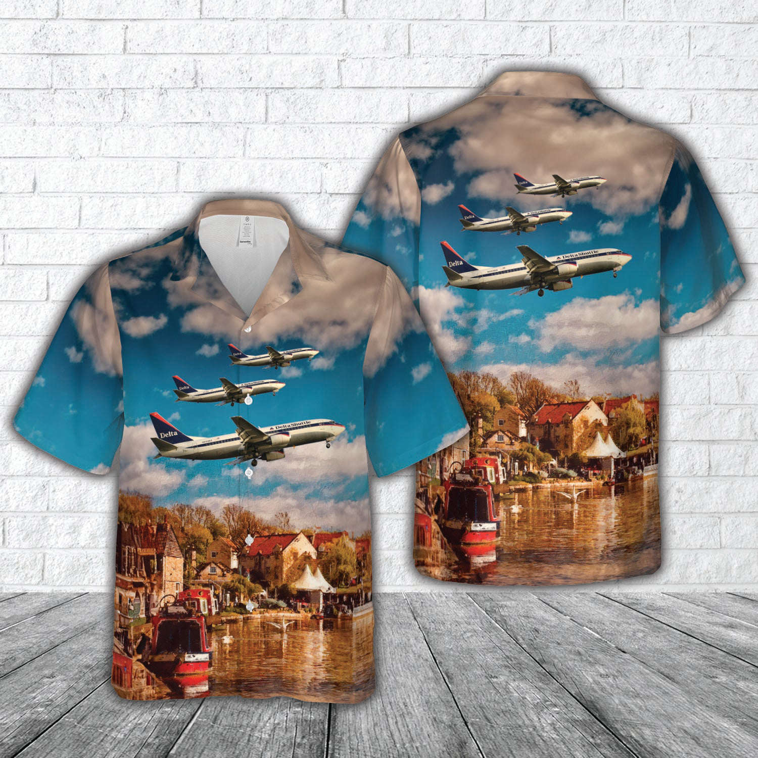 Delta Shuttle Boeing 737-35B Hawaiian Shirt Gift for Men Dad Father Gift for Men Dad Father