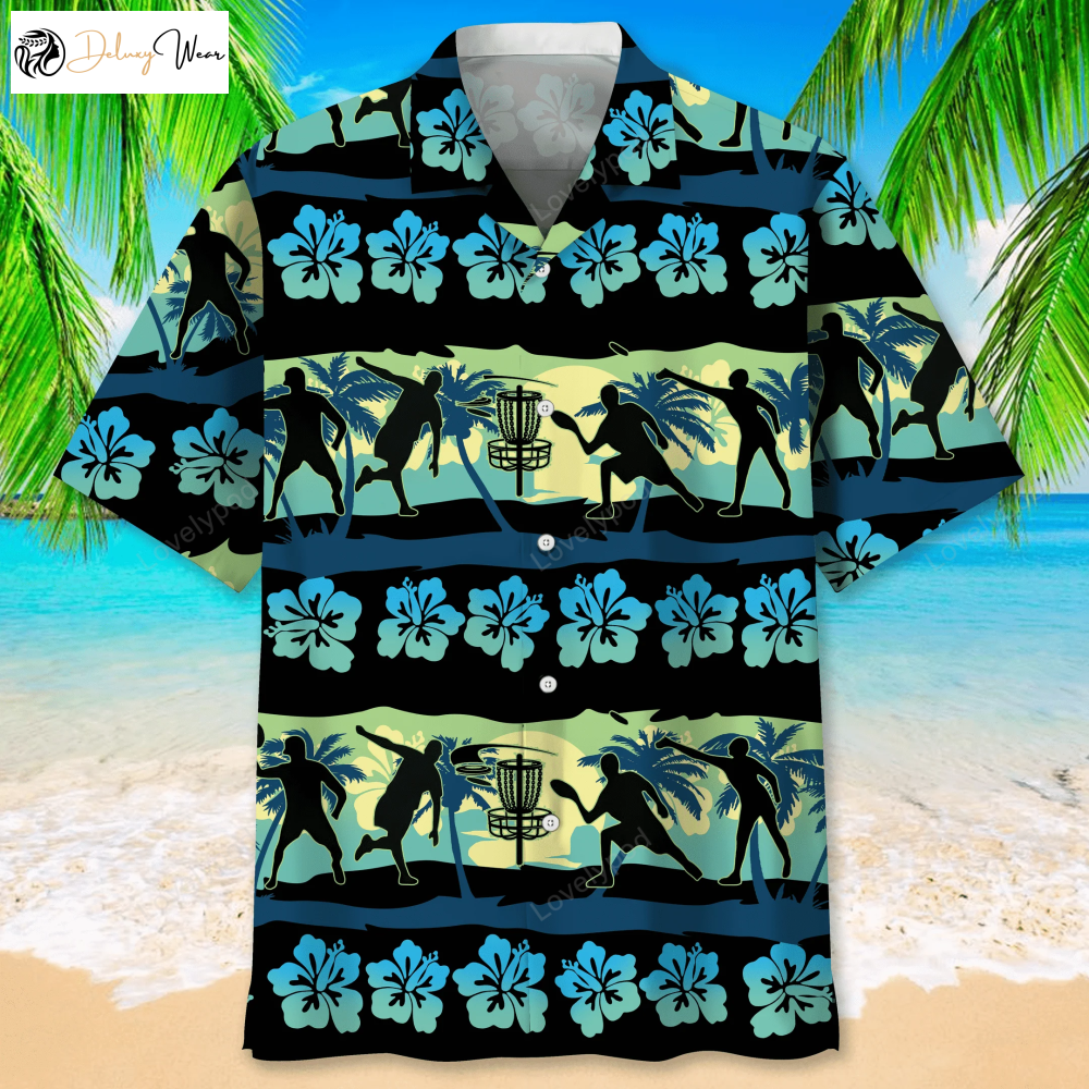 Disc Golf USA Blue Tropical Hawaiian Shirt Gift for Men Dad Father – Men s Summer Gift for Disc Golf Players