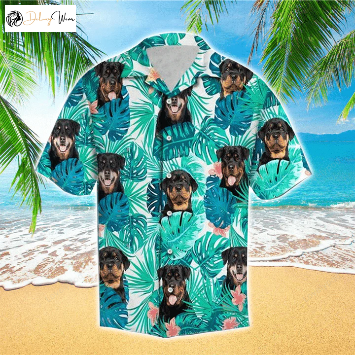 Rottweiler Edition Hawaiian Shirt Gift for Men Dad Father: Dog Happy Summer Aloha Shirt for Dog Lovers