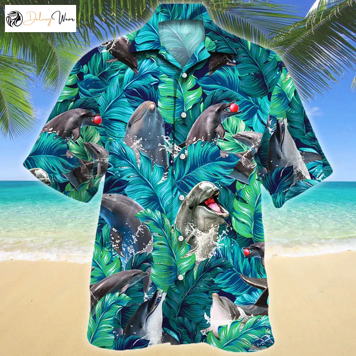 Dolphin Hawaiian Shirt Gift for Men Dad Father – Men & Women s Animal Print Perfect Gift for Dolphin Lovers