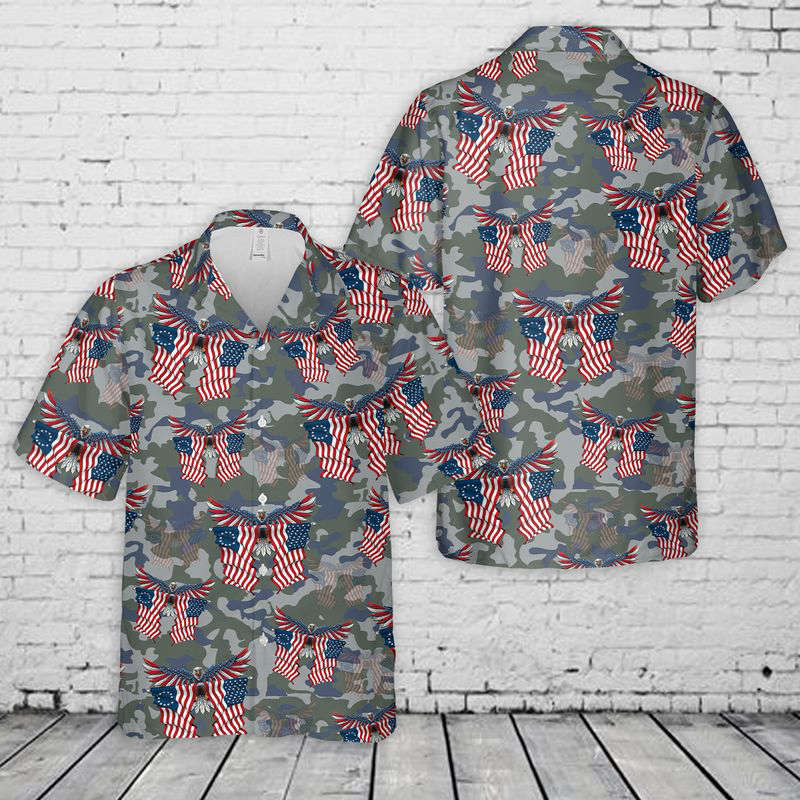 Eagle Veteran 4th July Hawaiian Shirt Gift for Men Dad Father Gift for Men Dad Father
