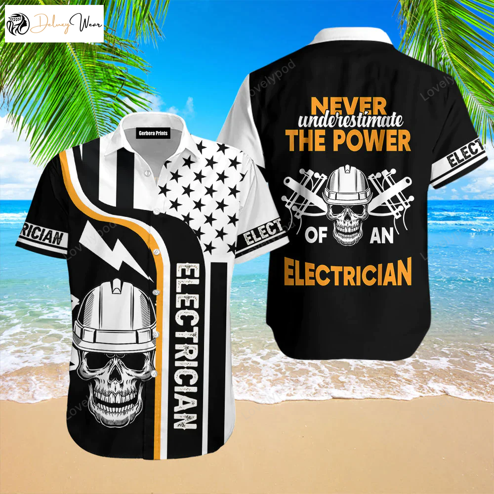 Electrician Skull Aloha Hawaiian Shirt Gift for Men Dad Fathers – Unisex Designs for Men & Women