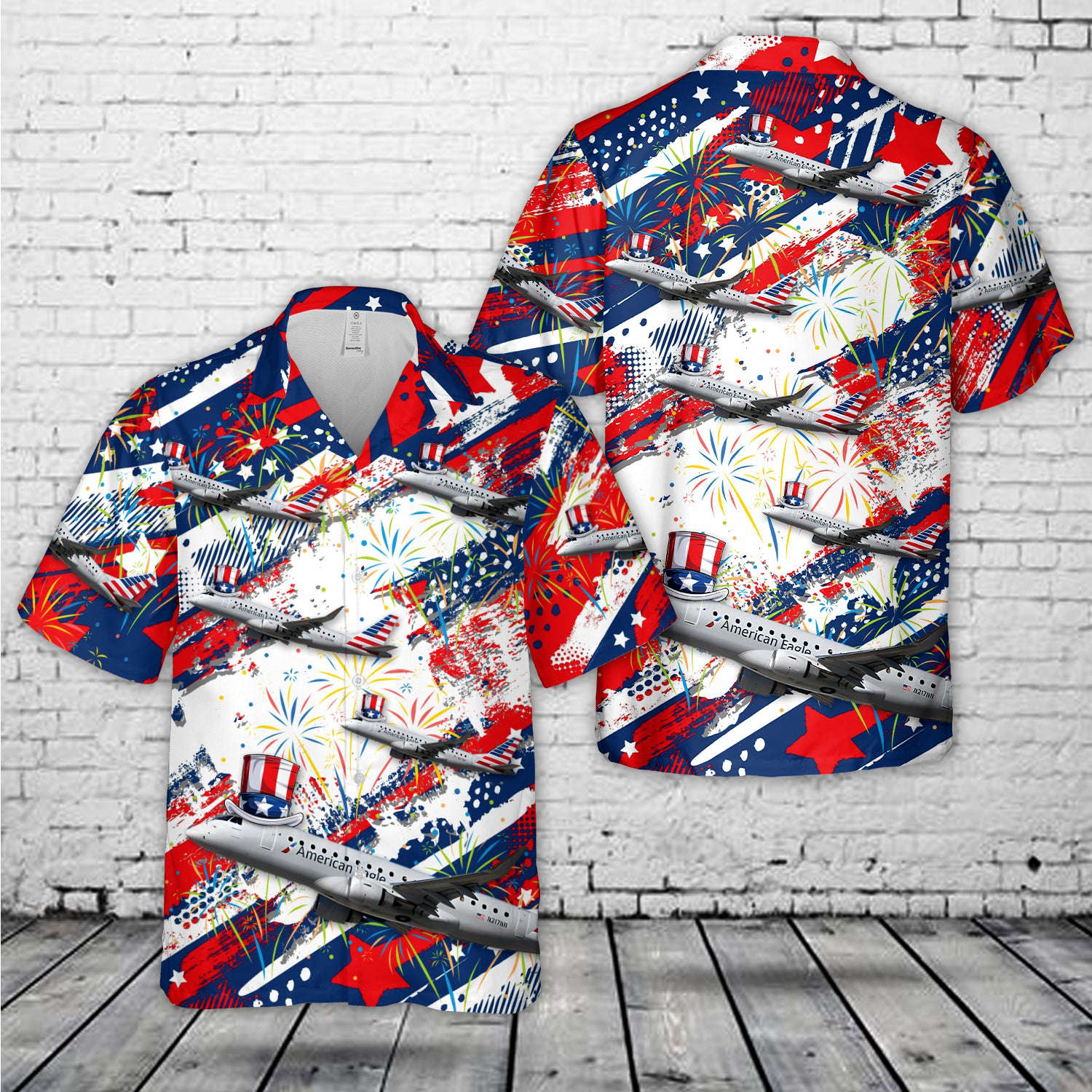 Embraer 175 (E175) Envoy Air, 4th Of July Hawaiian Shirt Gift for Men Dad Father Gift for Men Dad Father