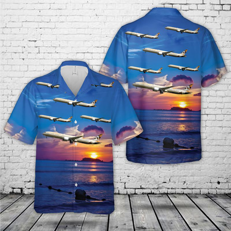 Etihad Airways Boeing 787-10 Dreamliner Hawaiian Shirt Gift for Men Dad Father Gift for Men Dad Father