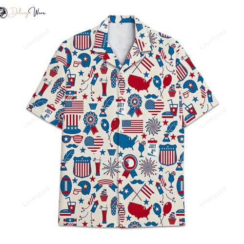 Feather Armorial American Flag Hawaiian Shirt Gift for Men Dad Father – Button Up Aloha Shirt for Men & Women