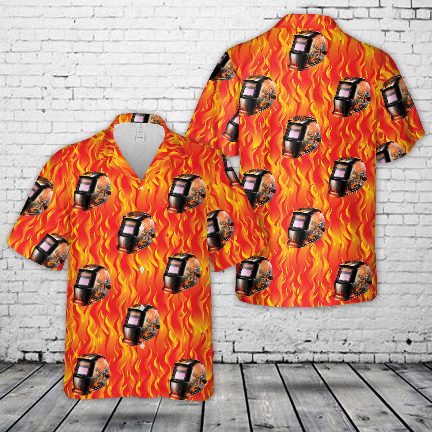 FLAMING SKULL Welding Helmet Hawaiian Shirt Gift for Men Dad Father Gift for Men Dad Father