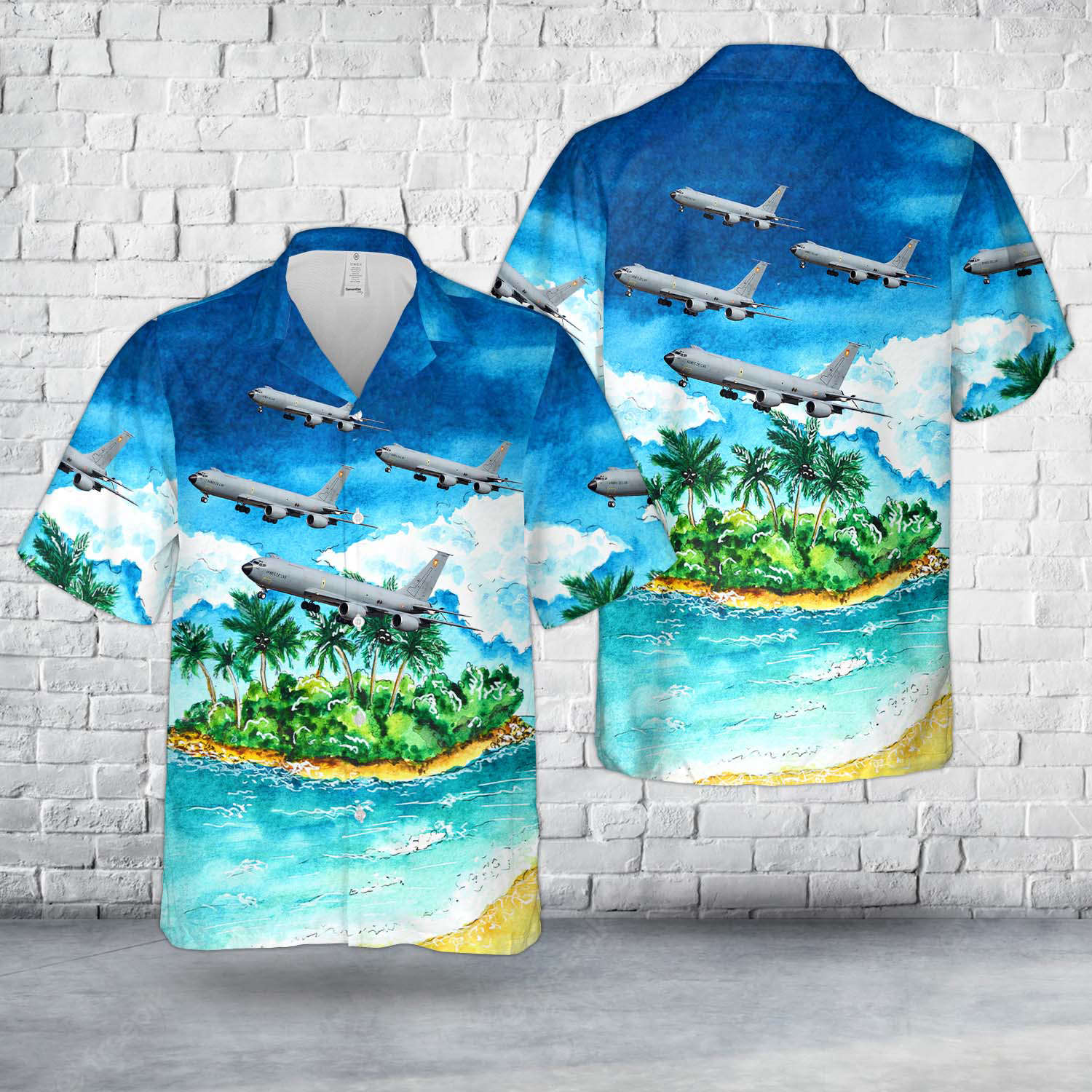 French Air and Space Force Boeing C-135FR Stratotanker (717-165) Of Groupe de ravitaillement en vol 2/91 “Bretagne” (Air Supply Group 2/91 Brittany) Hawaiian Shirt Gift for Men Dad Father Gift for Men Dad Father