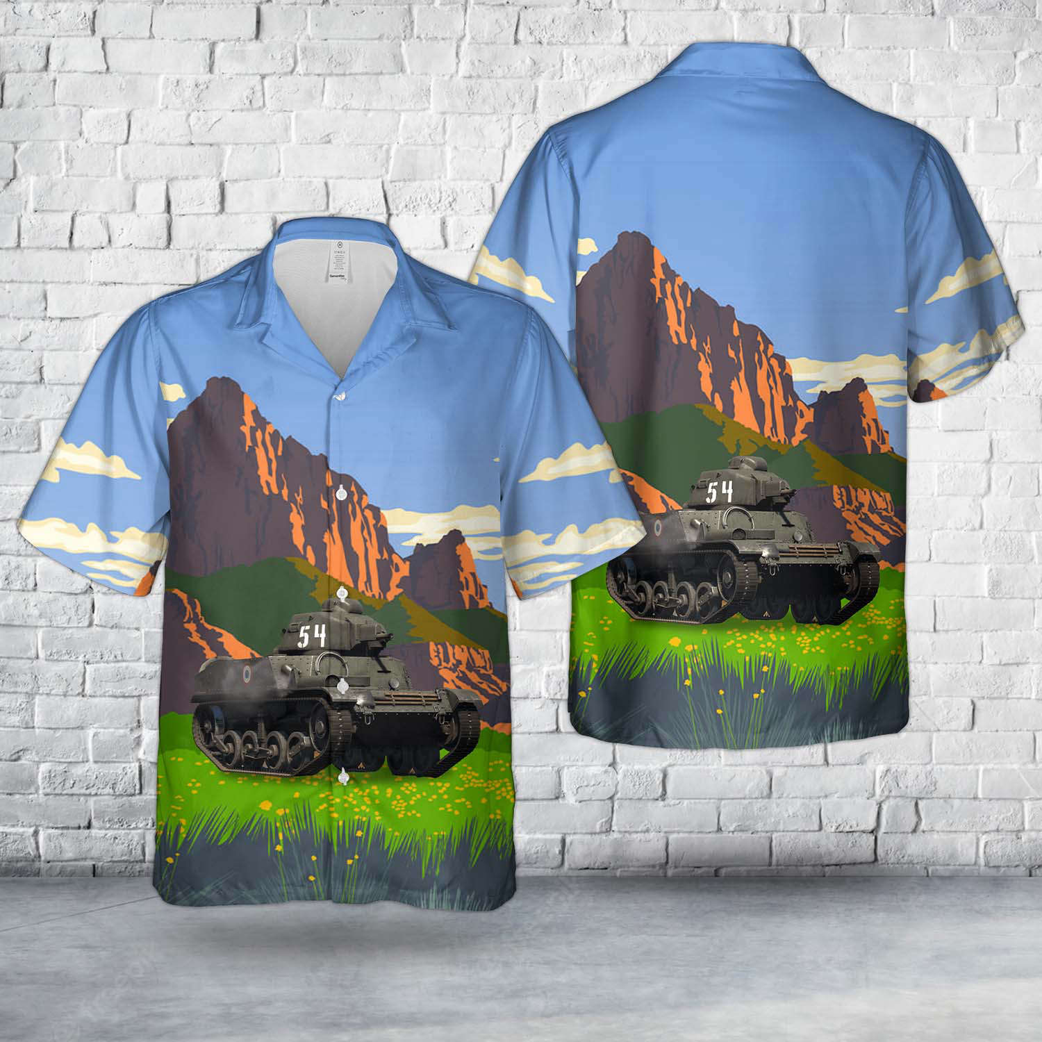 French Army Automitrailleuse de Combat AMC.34 YR Hawaiian Shirt Gift for Men Dad Father Gift for Men Dad Father