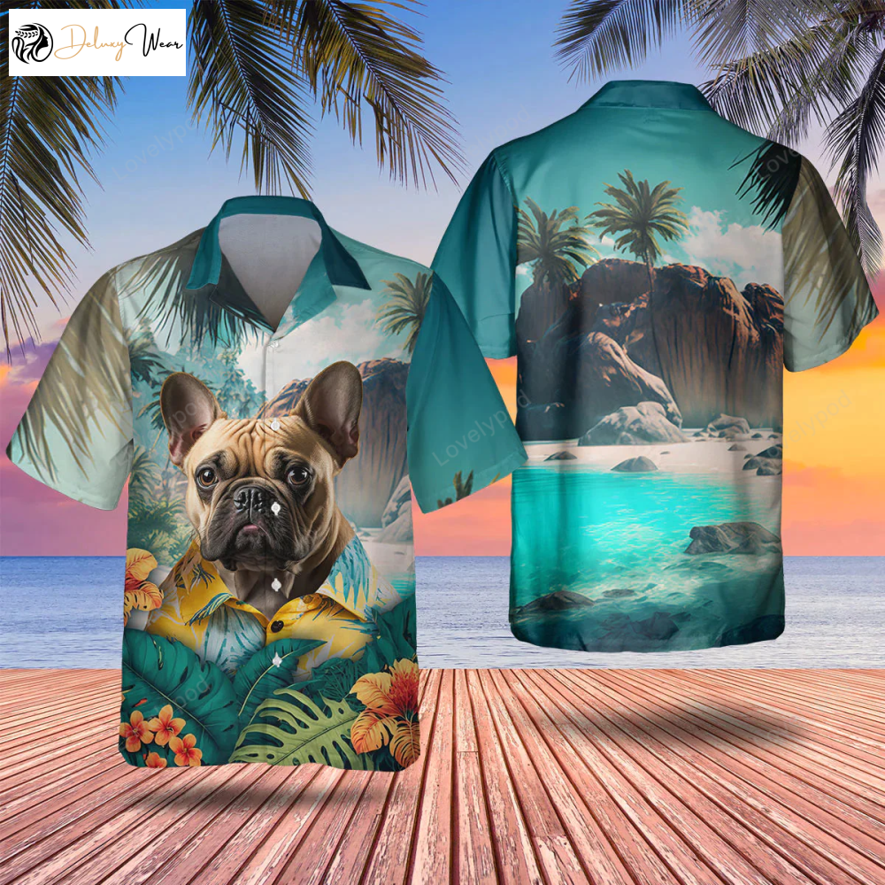 French Bulldog Tropical Hawaiian Shirt Gift for Men Dad Father – Perfect Dog Lover s Gift