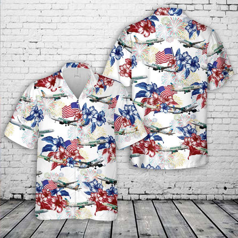 Frontier Airlines 4th Of July Hawaiian Shirt Gift for Men Dad Father Gift for Men Dad Father