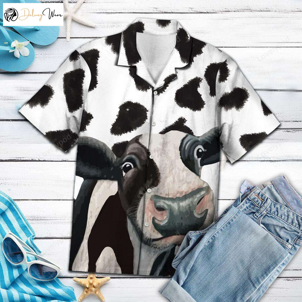 Fun Cow Aloha Hawaiian Shirt Gift for Men Dad Fathers – Perfect Gift for Cow Lovers