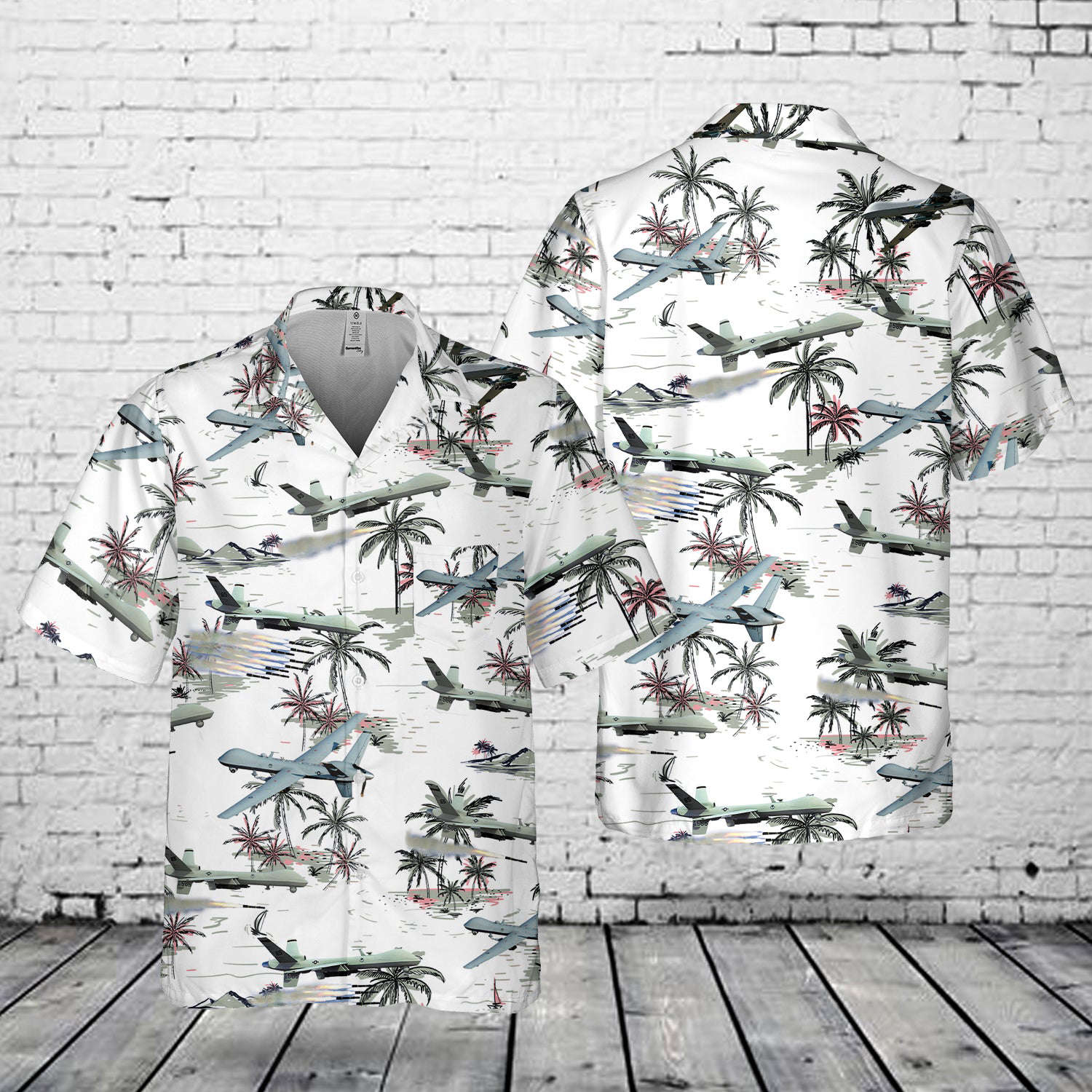 General Atomics MQ-9 Reaper Pocket Hawaiian Shirt Gift for Men Dad Father Gift for Men Dad Father