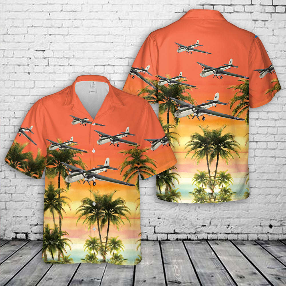 German Air Force Luftwaffe Heinkel He 177 Greif (He-177, He177 Griffin) German Bomber Hawaiian Shirt Gift for Men Dad Father Gift for Men Dad Father