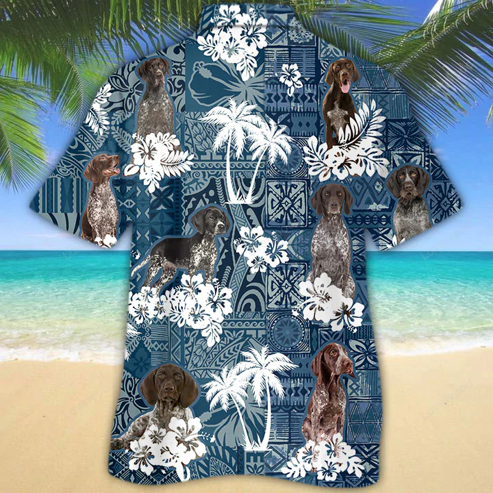 German Shorthaired Pointer Hawaiian Shirt Gift for Men Dad Father – Flower Dog Aloha Gift for Dog Lovers