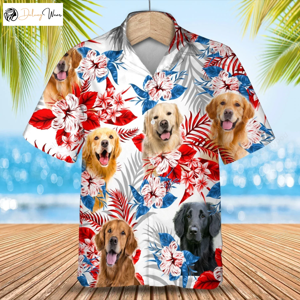 Golden Retriever Hawaiian Shirt Gift for Men Dad Father – Summer Aloha Gift for Men & Women