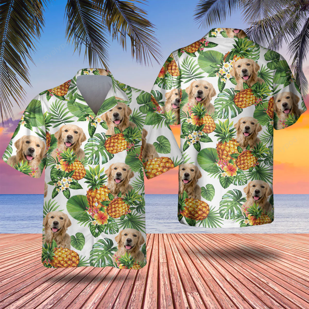 Golden Retriever Tropical Hawaiian Shirt Gift for Men Dad Father: Summer Gift for Dog Lovers Men & Women